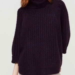 LOU & GREY Cowl Purple Blue Raglan Poncho Sweater